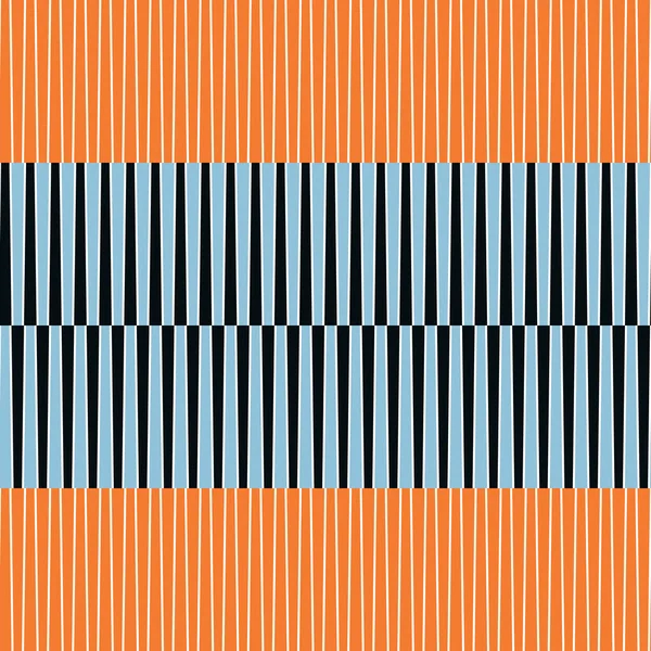 几何本世纪中叶风格的无缝矢量图案 橙色和黑色 抽象线条背景墙纸 — 图库矢量图片