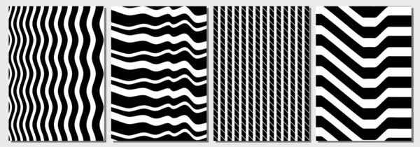 Set Von Layouts Geometrischer Abstrakter Hintergrund Wellenlinien Schwarz Weiß Minimale — Stockvektor