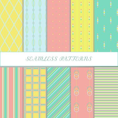 On tane kusursuz desen. Sevimli soyut ve sonsuz dokular. Geometrik arkaplan.