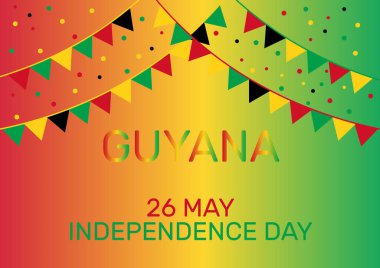 26 Mayıs - Guyana Bağımsızlık Günü geçmişi, afişi, kartı. Festivalsel vektör illüstrasyonu.