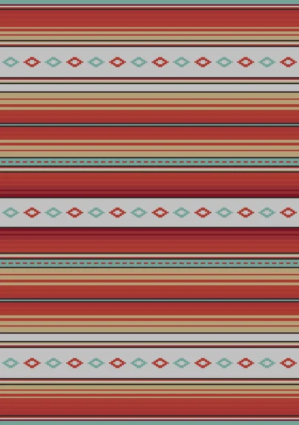 Illustration Ethnique Tissu Boho Fond Rayures Colorées Modèle Vectoriel Style — Image vectorielle