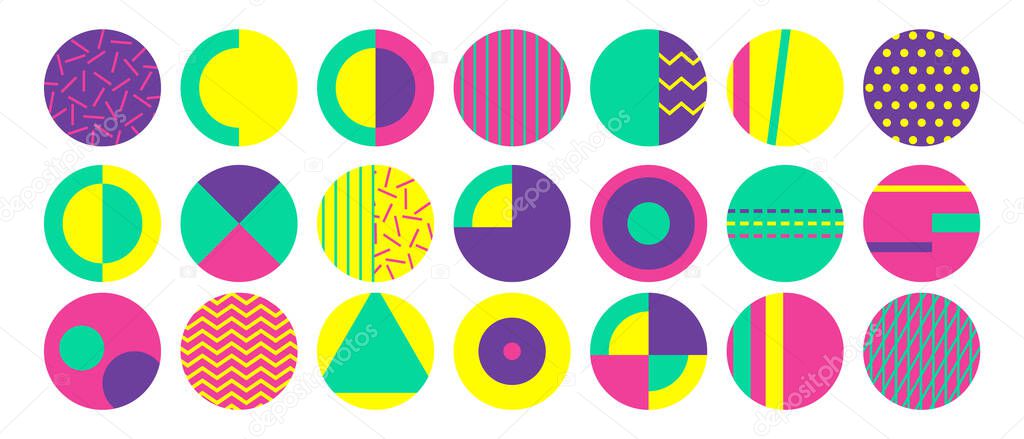 Set of highlight stories covers for social media . Contemporary memphis design.