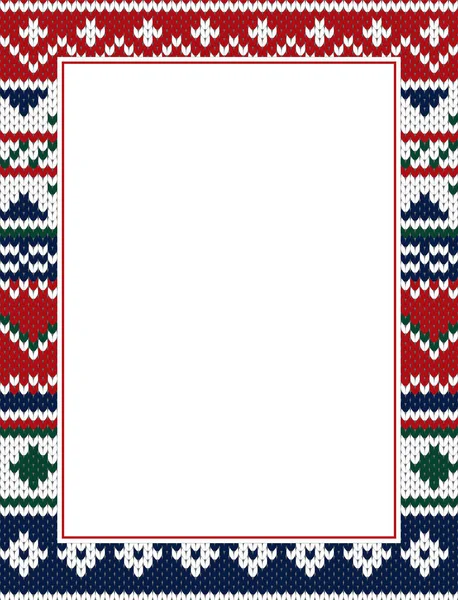 Cadre Bordure Fond Tricoté Joyeux Noël Bonne Année Concept Conception — Image vectorielle