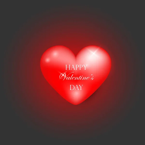 Corazón rojo brillante con reflejos. Feliz día de San Valentín. Elemento de diseño de sitios web, papelería, fondos, invitaciones, pancartas. — Vector de stock