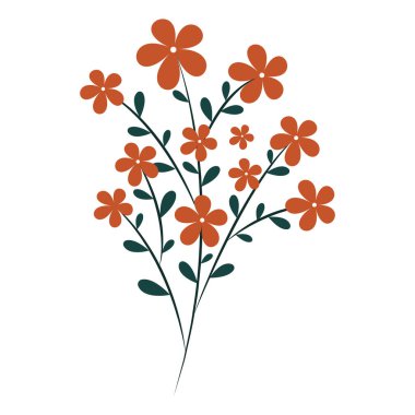 İkonun adı portakal çiçeği. Kartpostalların, posterlerin, selamların doğal çiçek unsurları. Beyaz bir arka planda izole edilmiş. Doodle vektör illüstrasyonu