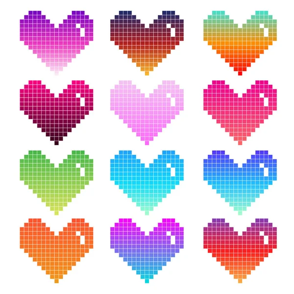 Пиксельное Сердце Красочный Градиент Значок Изолирован Белом Фоне Дизайн Логотипа — стоковый вектор