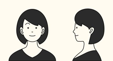 Şirin kızlar ve bluetooth kulaklık, Vektör illüstrasyonu.