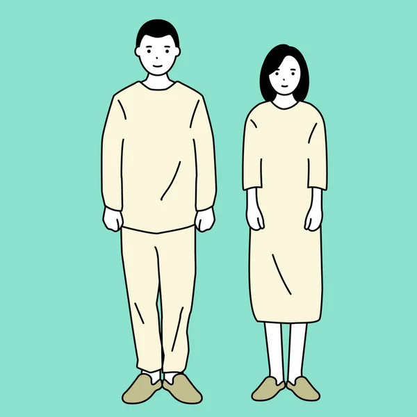 Älskare Par Bär Samma Pyjamas Brud Och Brudgum Bröllopsceremoni — Stock vektor