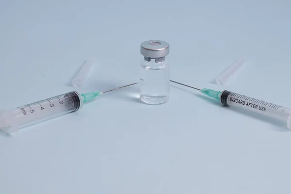 Ковирусная Вакцина Коронавирусная Вакцина Разность Дозы Размера Иглой Подготовка Инъекции — стоковое фото