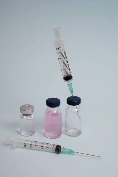 Ковирусная Вакцина Коронавирусная Вакцина Разность Дозы Размера Иглой Подготовка Инъекции — стоковое фото