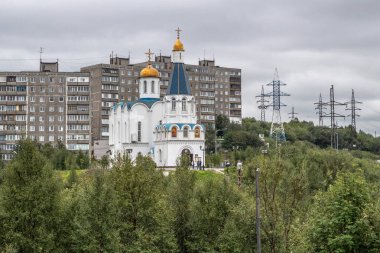 Murmansk - şehrin hava manzarası ve manzarası