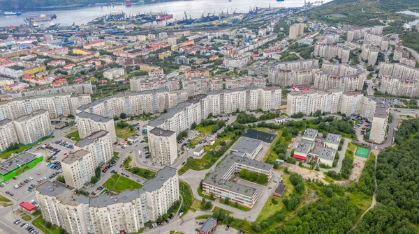 Murmansk Panorama Aéreo Ciudad Vistas —  Fotos de Stock