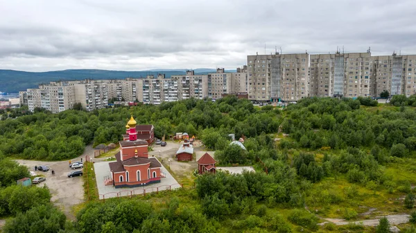 Мурманск Воздушная Панорама Города Виды — стоковое фото
