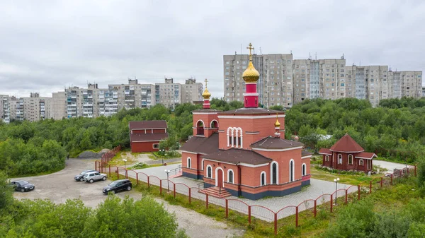 Murmansk Luftpanorama Der Stadt Und Aussicht — Stockfoto