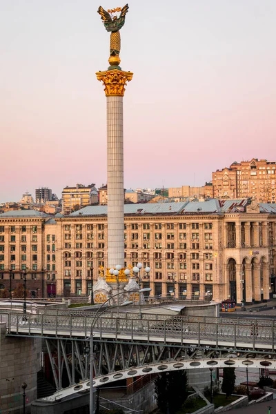 Площа Незалежності Центром Києва Сходу Сонця — стокове фото