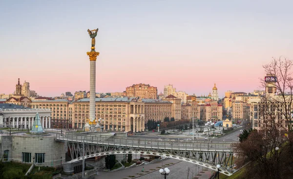 Självständighetstorget Kiev Centrum Före Soluppgången — Stockfoto
