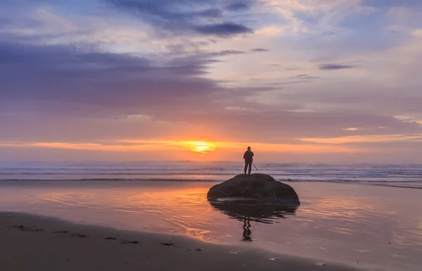 Sunset at Bandon  Beach — Stock Photo, Image