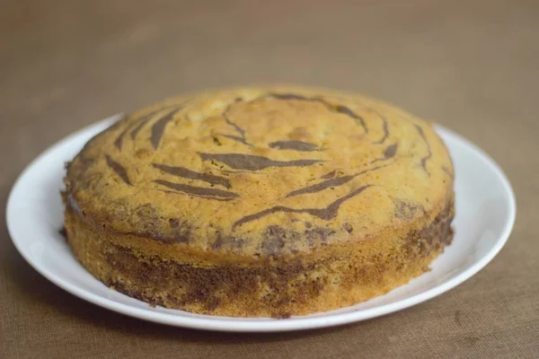 Pastel Con Expresión Patrón Pastel Cebra Asemeja Una Cara Sonriente —  Fotos de Stock