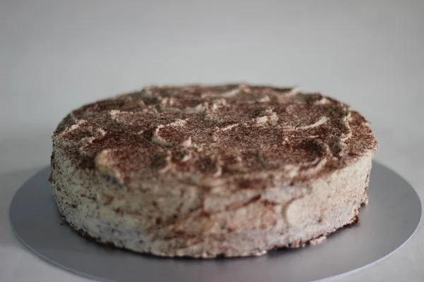 초콜릿 케이크 바닐라 거품이 케이크로 만들었습니다 — 스톡 사진