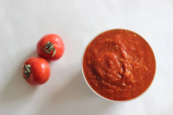 Zelfgemaakte Pasta Pizza Saus Thuis Bereid Als Hoofdingrediënt Voor Pasta — Stockfoto