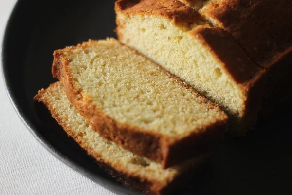 Шматочки Домашнього Печеного Ванільного Пирога Його Також Називають Жовтим Тортом — стокове фото