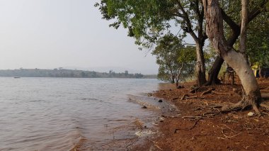 Pavana göl manzaralı bir kış öğleninde. Pavana Gölü, Hindistan, Maharashtra yakınlarındaki bir tepe olan Lonavala 'da yer almaktadır.
