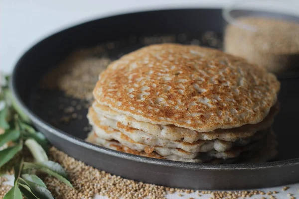 Pancake Millet Kodo Pancake Yang Dibuat Dengan Adonan Millet Kodo — Stok Foto