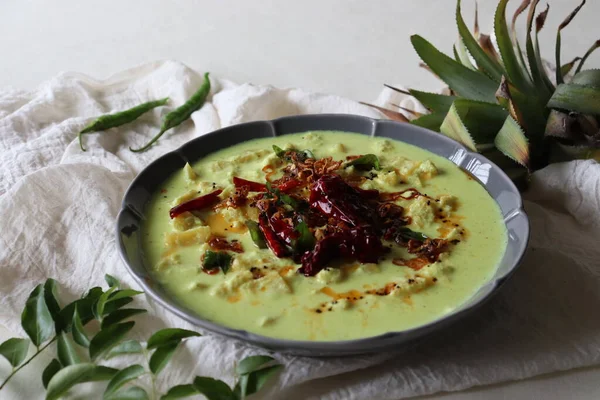 Ananas Pachadi Een Zoete Kruidige Curry Basis Van Yoghurt Gemaakt — Stockfoto