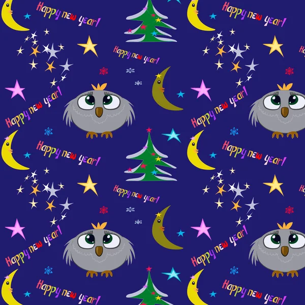 Pattern Cute Owl Month New Year Theme — Stock Photo, Image