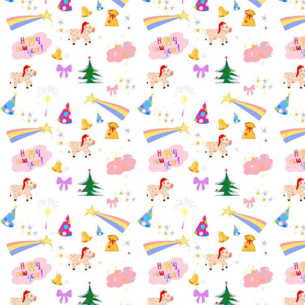 Pattern Christmas Trees Cow Stars — Stock Photo, Image