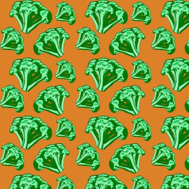 Altın bir zemin üzerinde lezzetli taze brokoli deseni
