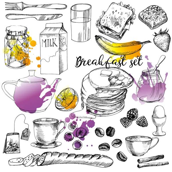 Hand drawn doodle Breakfast set