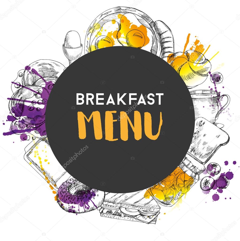 Doodle Breakfast menu poster — Stock Photo © TatianaDavidova 114908260