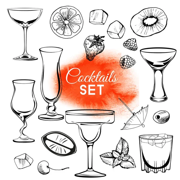 Cocktails Klara Vektor Skiss Illustration — Stock vektor