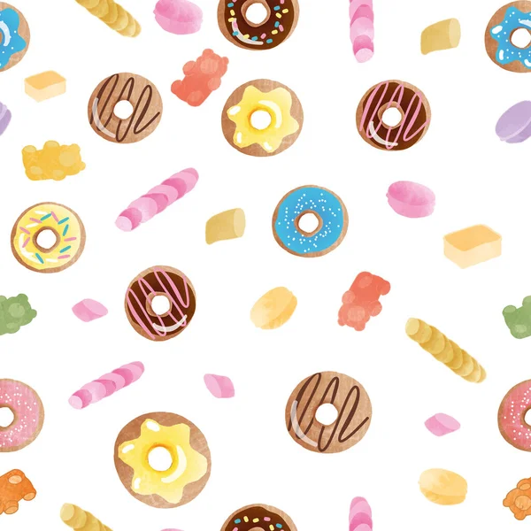 Naadloze Vector Donut Snoep Patroon — Stockvector