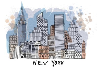 New York posteri. Çizim ve suluboya