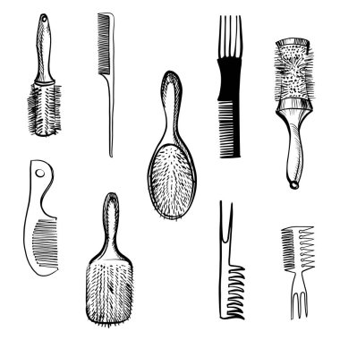 Taraklar izole edildi, çizimler yapıldı. Vektör illüstrasyonu