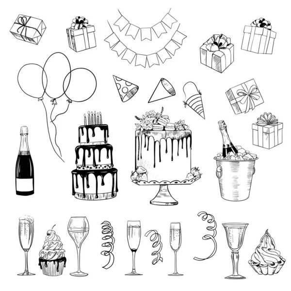 Happy Bithday Card Set Vector Illustration — Stock Vector