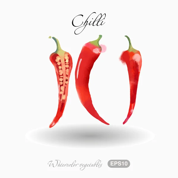Akvarel chilli — Stockový vektor