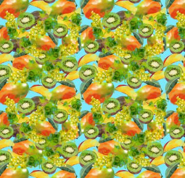 Arka plan, kivi, mango ve üzüm