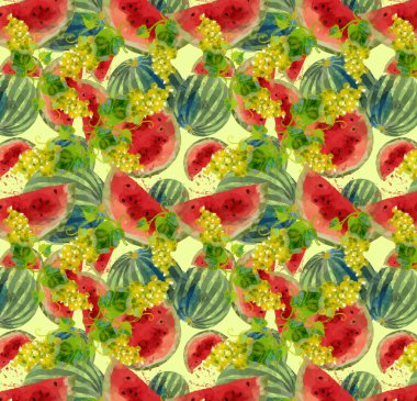 Arka plan üzüm ve karpuz