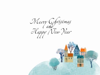 Kışın sulu boya arka plan