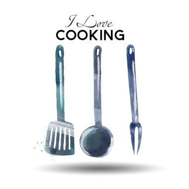 Sulu Boya mutfak arka plan