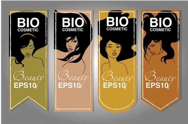 Ensemble d'étiquettes cosmétiques Vector Bio — Image vectorielle