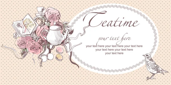 Teatime ontwerp kaart — Stockvector