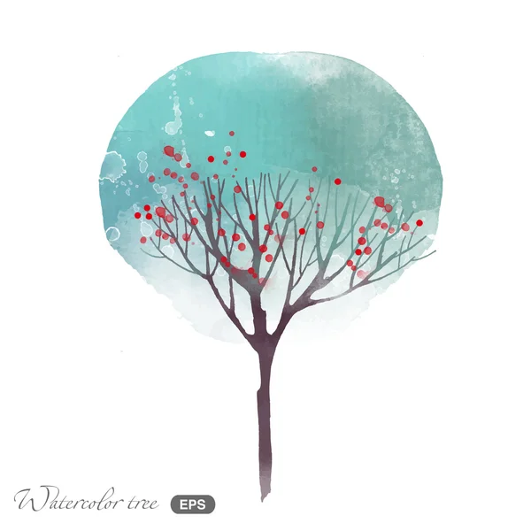 Aquarell gezeichneter Baum — Stockvektor