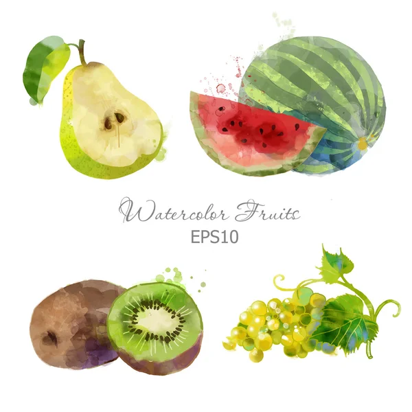 Aquarelle fruits ensemble — Image vectorielle