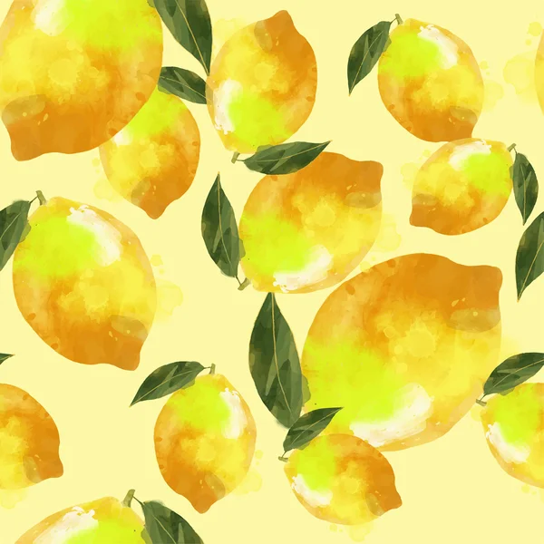 Sulu Boya limon desen — Stok Vektör