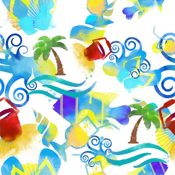 Aquarel zomer patroon — Stockvector