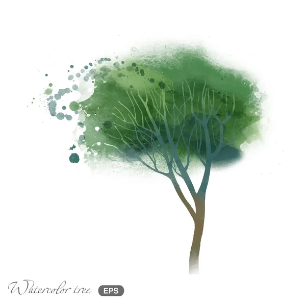 Aquarell Sommerbaum — Stockvektor